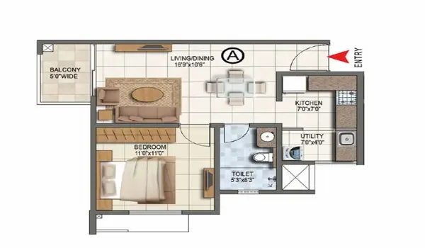Featured Image of Prestige Devanahalli 1 BHK Apartment Floor Plan