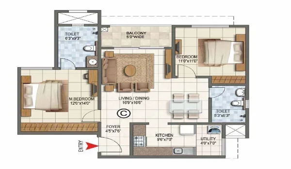 Featured Image of Prestige Devanahalli 2 BHK Apartment Floor Plan